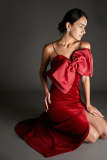 Dark Red Front Bow Side Slit Mermaid Maxi Dress