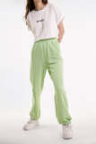 Light Green Back Patch Pocket Drawstring Hem Joggers