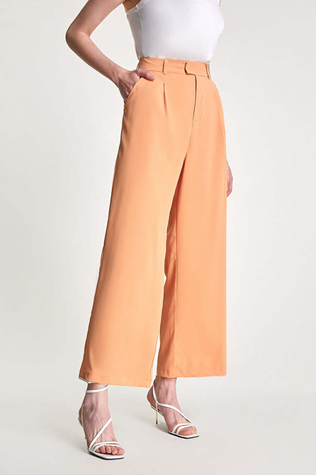 Dark Salmon High Rise Wide Leg Pants