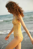 Yellow Gingham One-Piece Swimsuit