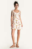 Ivory Fruit Print Tie Strap Mini Dress
