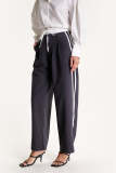 Dim Grey Side Stripe Tie Detail Pants
