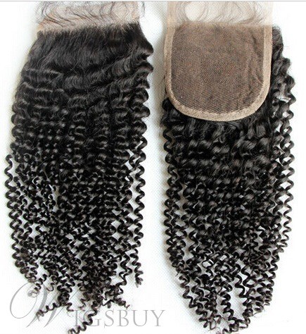 New Curly Unprocessed Human Hair Lace Closures 3.5*4