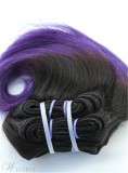 Short Straight Human Hair 1B/ Purple Weave 8 Inches