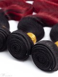 Ombre Body Wave Human Hair Burgundy 3 BundlesT1B/Red Color