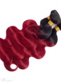 Ombre Body Wave Human Hair Burgundy 3 BundlesT1B/Red Color