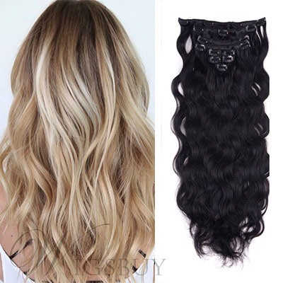 Clip In Human Hair Long Loose Wave 7 PCS Clip In Hair Extensions