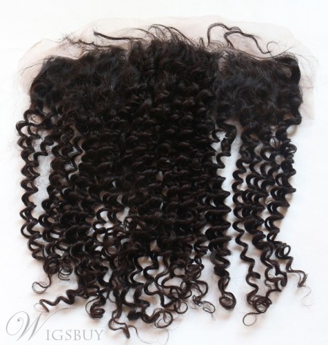 Natural Black Tight Curly 100% Human Hair 13*2 Inches Lace Frontal Closure