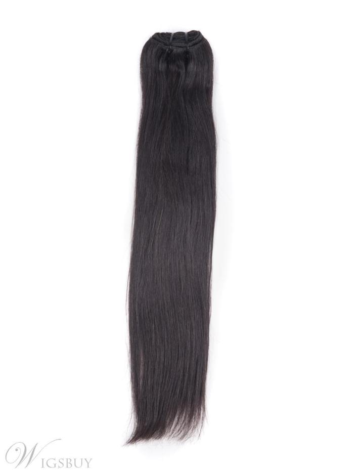 # 1B Nature Black 9 Piece Silky Straight Clip In Indian Remy Human Hair Extension 12 Inches