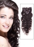Wavy Dark Brown 7PCS Clip in Remy Human Hair Extensions