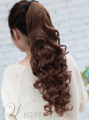 Long Loose Wave Synthetic Lace-up Ponytail