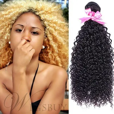 Human Hair Weft Afro Kinky Curly Brazilian Human Hair Extension 1 PC
