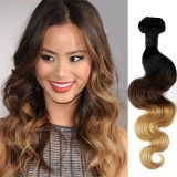 Modern Ombre 3 Tone Wavy Human Hair Weave/Weft 1 PC