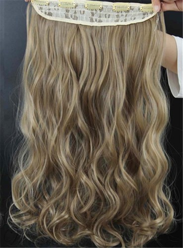 16M18T Mix Color Long Wave One Piece Clip In Hair Extension 24 Inches