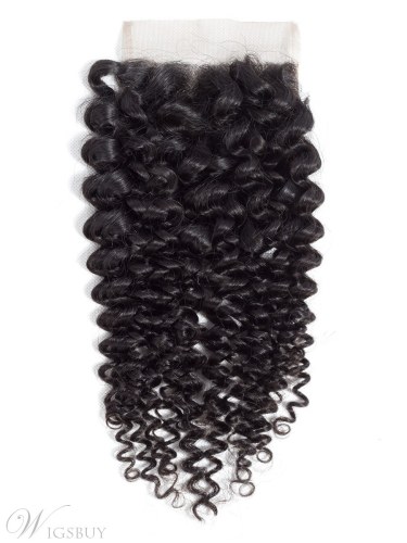 Wigsbuyt 4X4 Lace Closure Brazilian Hair Kinky Curly Free Part