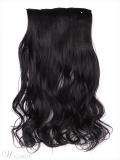 Jet Black (#1) Instant One Piece Body Wave Human Hair Clip In Hair Extension