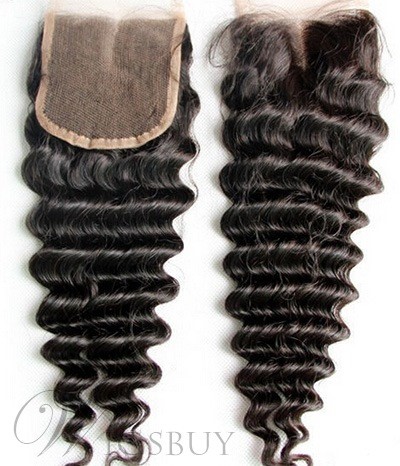 New Deep Wave Unprocessed Human Hair Lace Closures 5*5