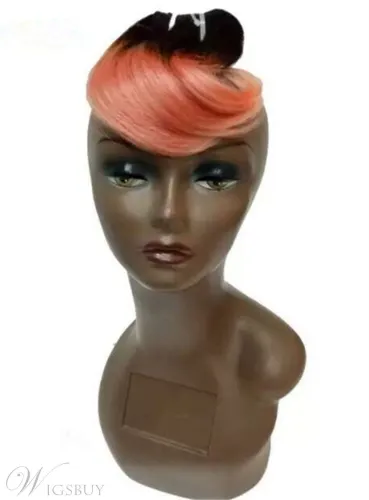 1B/Pink Short Straight Human Hair Weave Hair Extension 8 Inches