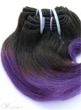 Short Straight Human Hair 1B/ Purple Weave 8 Inches