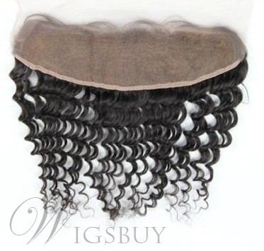 Natural Black Deep Wave 100% Human Hair 13*2 Inches Lace Frontal Closure