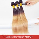 Ombre Hair Straight Virgin Human Hair Weave 3 Bundles 1B/27