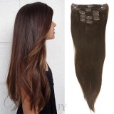 Silk Straight Human Hair 7 PCS Clip In Hair Extensions