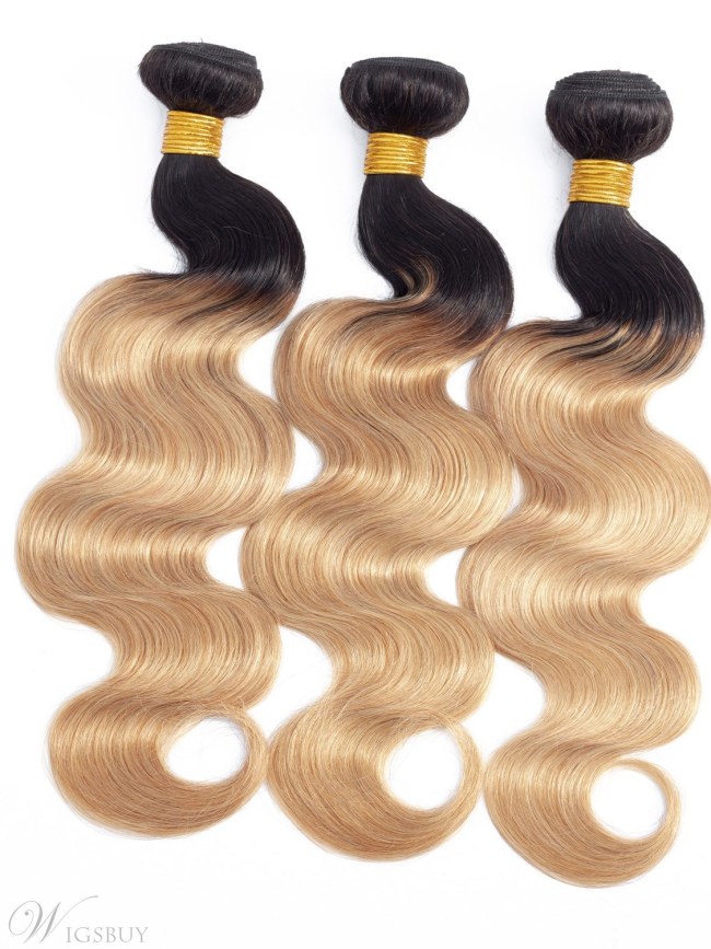 Wigsbuy Ombre Human Hair Weave Body Wave 1b 27 Honey Blonde 3PCS