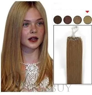 Straight Ash Brown 100S Remy Human Hair Micro Loop Ring Hair Extensions