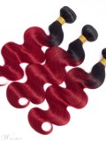 Ombre Body Wave Human Hair Burgundy 3 BundlesT1B/Red Color