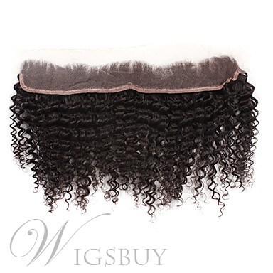 Natural Black Curly 100% Human Hair 13*2 Inches Lace Frontal Closure
