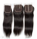 Peruvian-Straight Human Hair-Bundles With Closure 4 Bundles Deal-With Closure