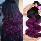 1B Purple Omber Human Hair Body Wave Weave 1 PC