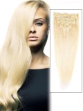 9 Piece # 613 Blonde Silky Straight Clip In Indian Remy Human Hair Extension