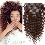 Cute Girl Kinky Curly 7 pcs Clip In Human Hair Extensions