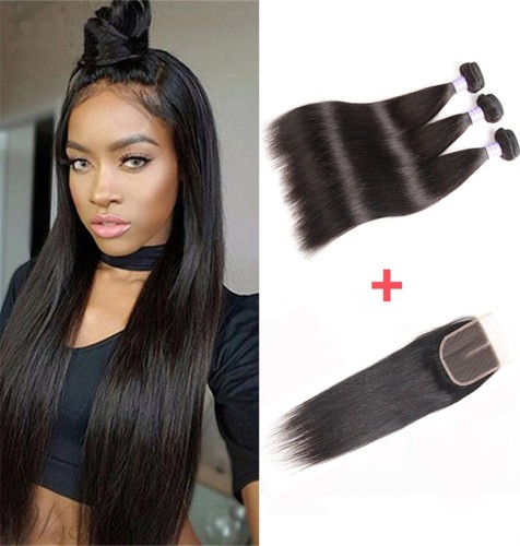 Wigsbuy 3 Bundles Malaysian Human Hair With Lace Closure
