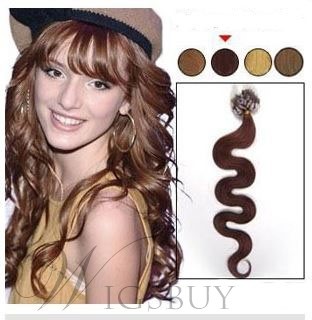 Wavy Dark Auburn Remy Human Hair Micro Loop Ring Hair Extensions