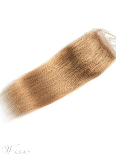 Wigsbuy Honey Blond #27 Straight Human Hair Color 4*4 Swiss Lace Closure