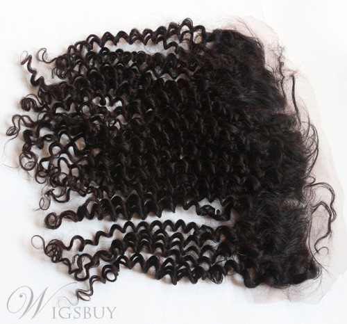 Natural Black Tight Curly 100% Human Hair 13*2 Inches Lace Frontal Closure