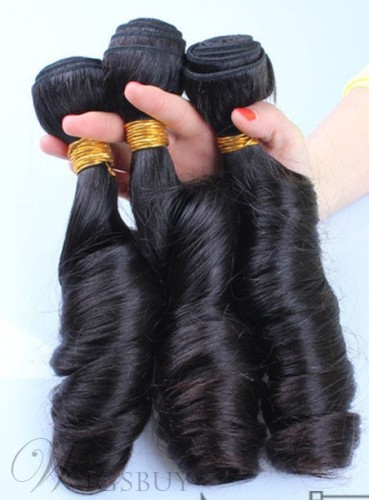 Natural Black Funmi Curly Human Hair Weave 1 PC 14 Inches