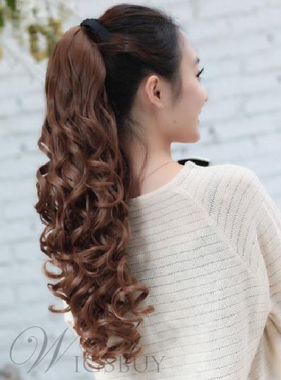 Long Loose Wave Synthetic Lace-up Ponytail