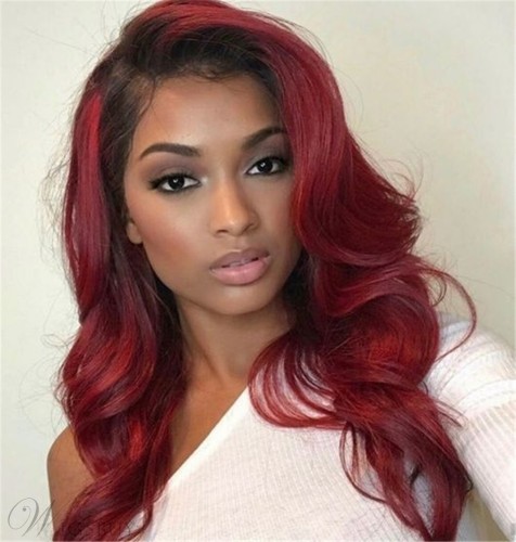 Wigsuby 33# Red Color Human Hair Body Wave Hair Weave