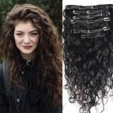 Clip In Beautiful Long Curly 100% Human Hair 7 PCS Clip In Hair Extension