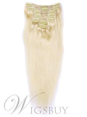 # 613 Blonde 7 Piece Silky Straight Clip In Indian Remy Human Hair Extension