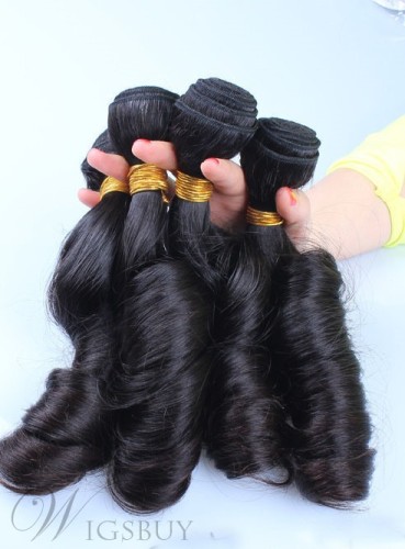 Natural Black Funmi Curly Human Hair Weave 1 PC 14 Inches