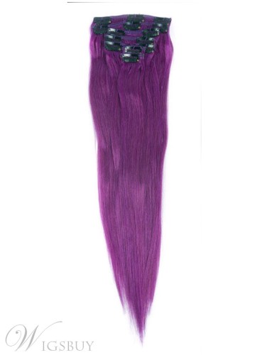 Straight Violet 7PCS Clip in Remy 100% Human Hair Extensions