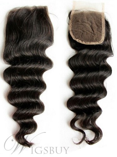 New Deep Wave Unprocessed Human Hair Lace Closures 4*4