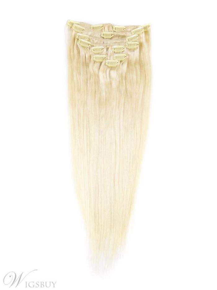 9 Piece # 613 Blonde Silky Straight Clip In Indian Remy Human Hair Extension