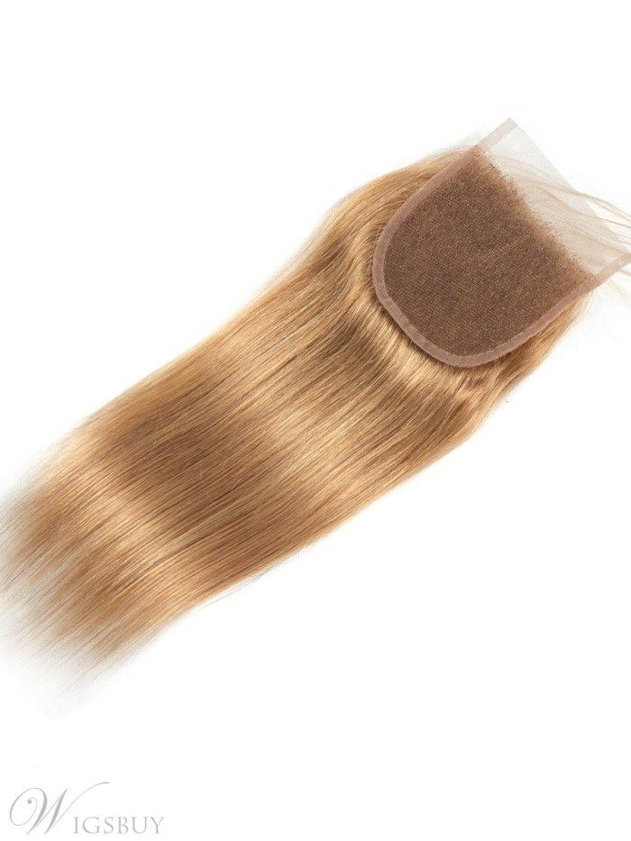 Wigsbuy Honey Blond #27 Straight Human Hair Color 4*4 Swiss Lace Closure