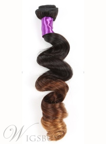 Ombre Color Wavy Human Hair Weave 1PC