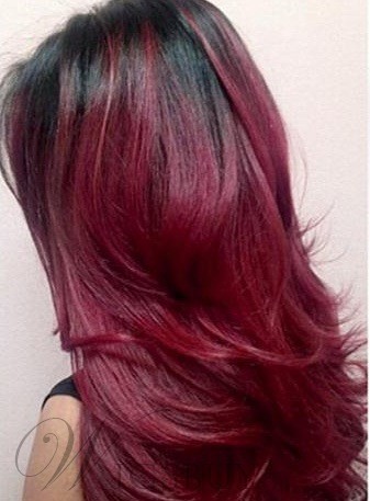 Virgin Remy Ombre Hair Two Tone Color Burgundy Body Wave Hair Weave Extensions 3 PCs